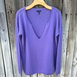 Splendid Cashmere Split Neck Sweater Purple L
